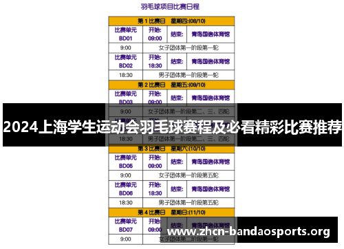 2024上海学生运动会羽毛球赛程及必看精彩比赛推荐