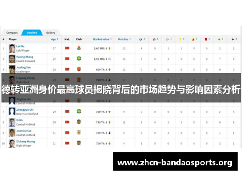 德转亚洲身价最高球员揭晓背后的市场趋势与影响因素分析
