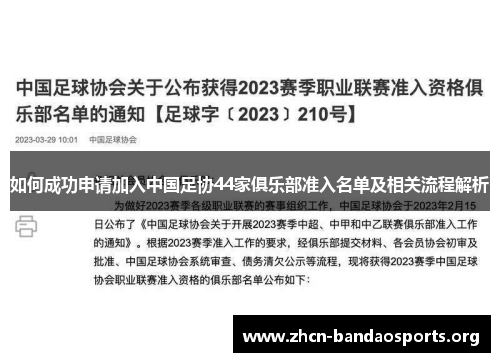 如何成功申请加入中国足协44家俱乐部准入名单及相关流程解析
